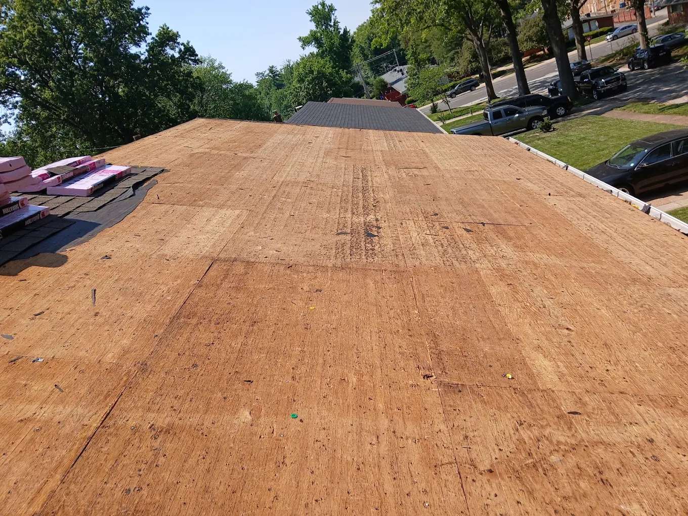 Roof stripped to the deck before replacement by Solid Guard Exteriors
